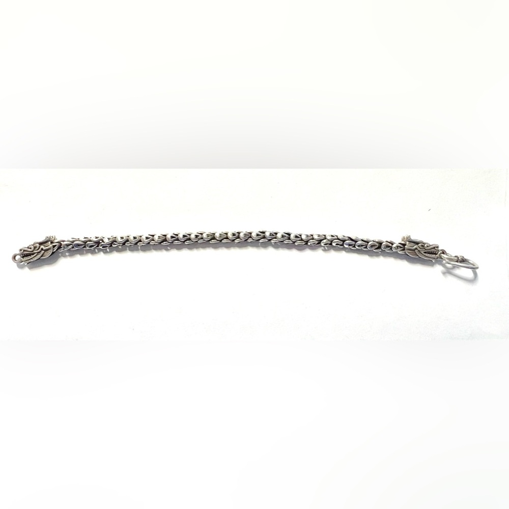 SS 925 Double Dragon Head Link Bracelet 7”